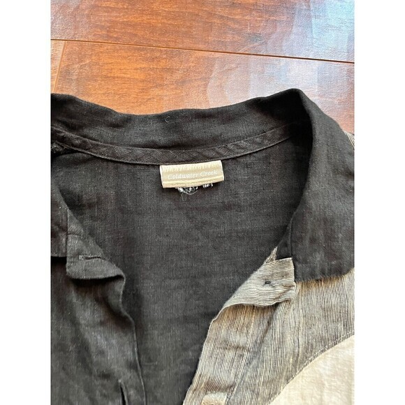 Coldwater Creek 100% Linen Multi Color Boho Metal Button Shirt READ BELOW - Picture 2 of 5
